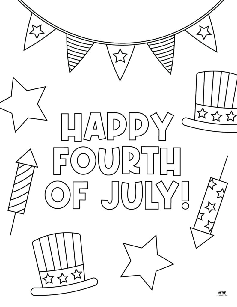 Printable Fourth of July Coloring Page-Happy Fourth of July-6