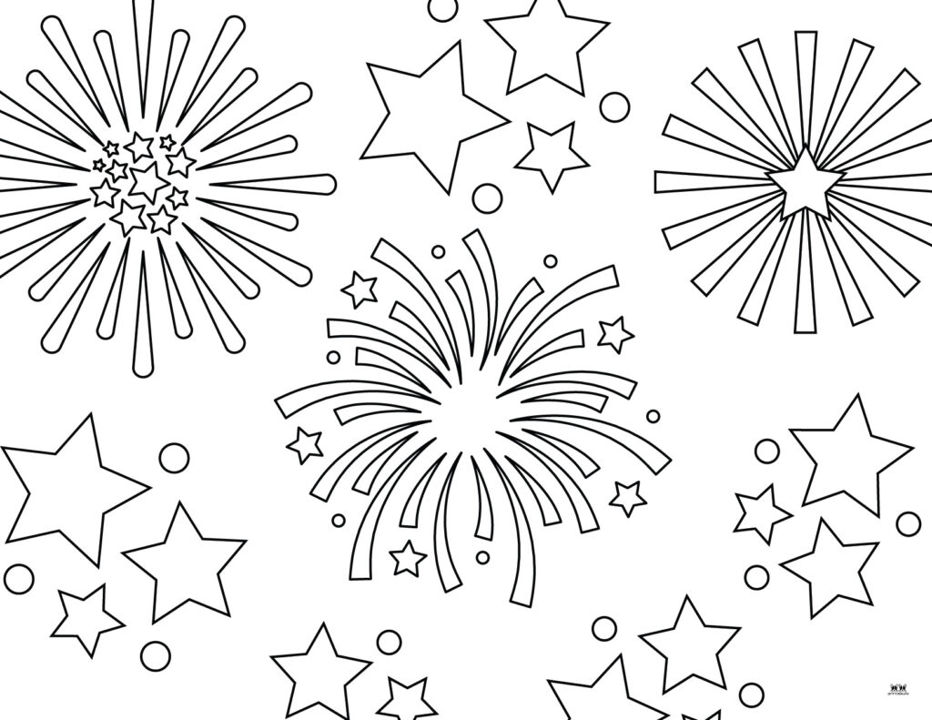 Printable Fourth of July Coloring Page-Stars 3