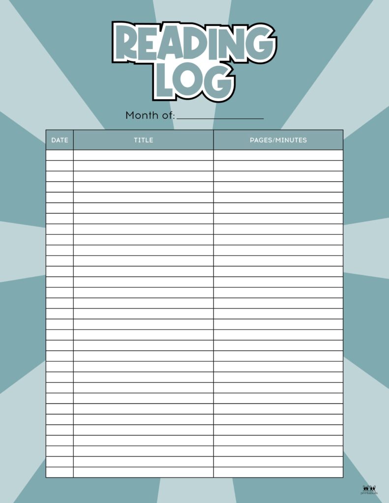 Printable Reading Log_Monthly 1