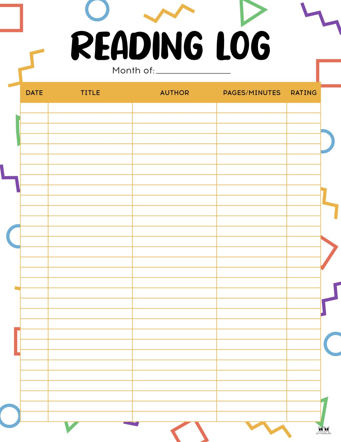Reading Logs 21 FREE Printables Printabulls