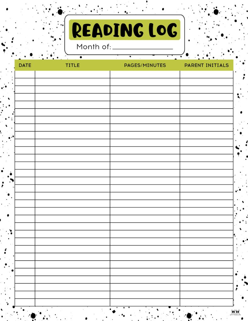 Printable Reading Log_Monthly 5