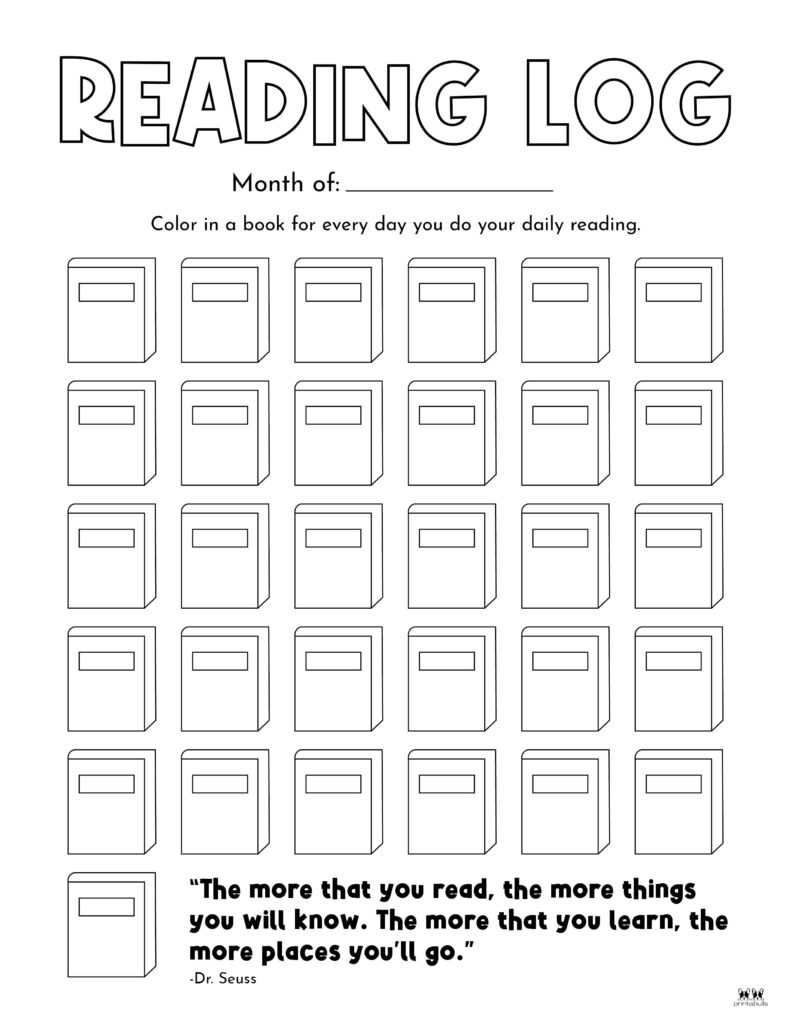 Printable Reading Log_Monthly 6