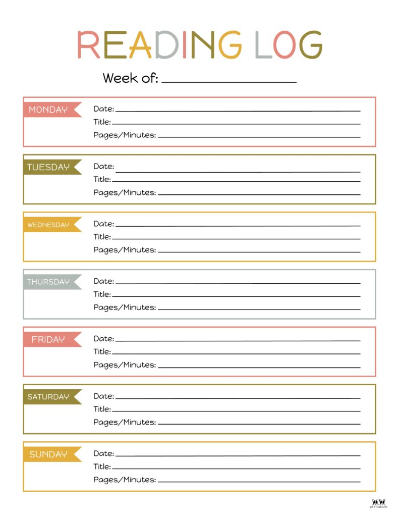 Printable Reading Log_Weekly 1