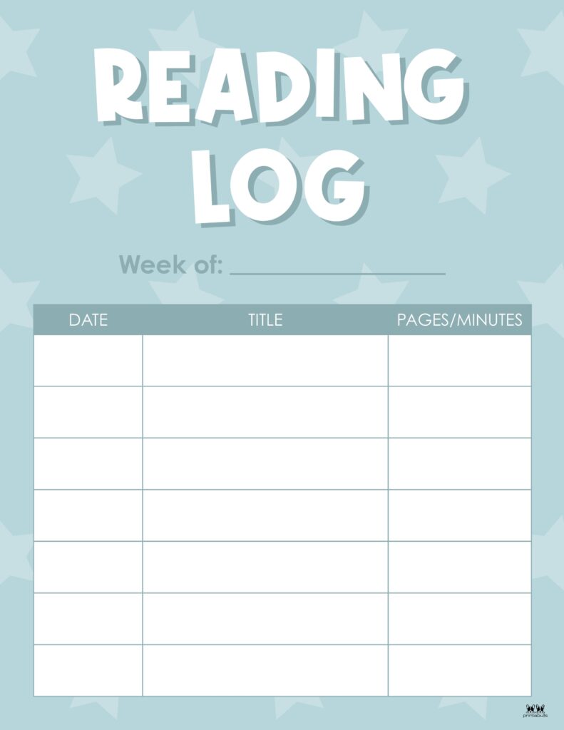 Printable Reading Log_Weekly 4