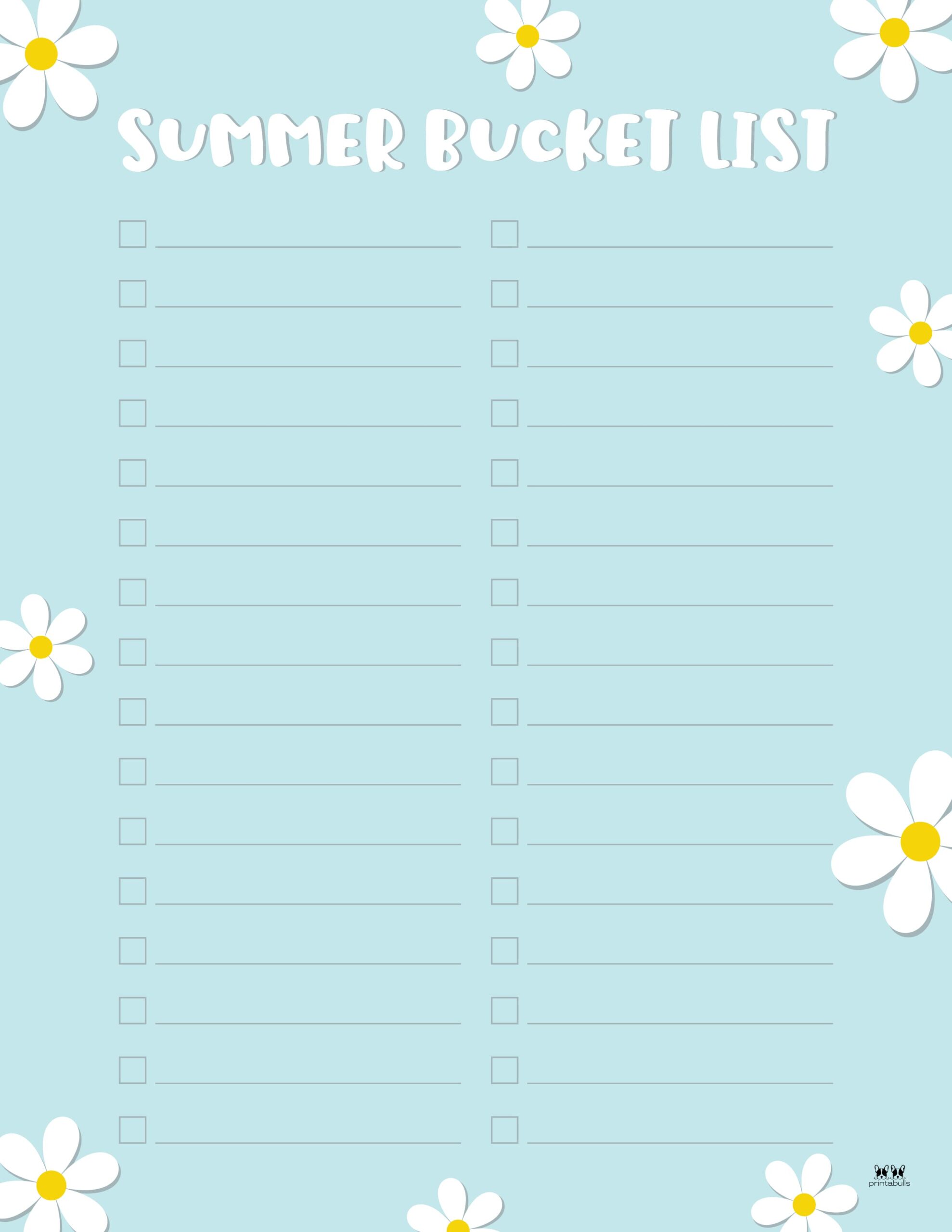 Summer Bucket Lists 20 FREE Printables Printabulls