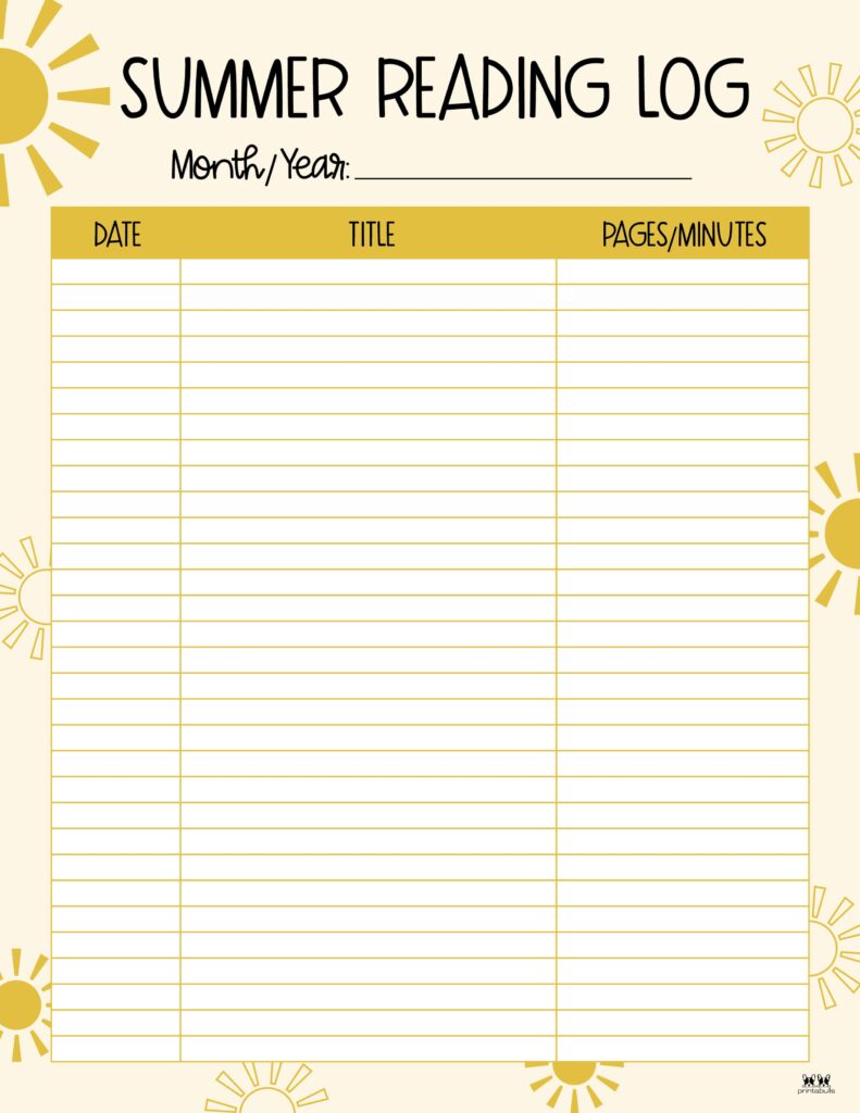 Printable Summer Reading Log_Monthly 1