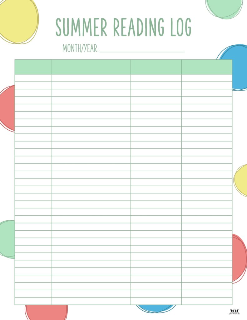 Printable Summer Reading Log_Monthly 2