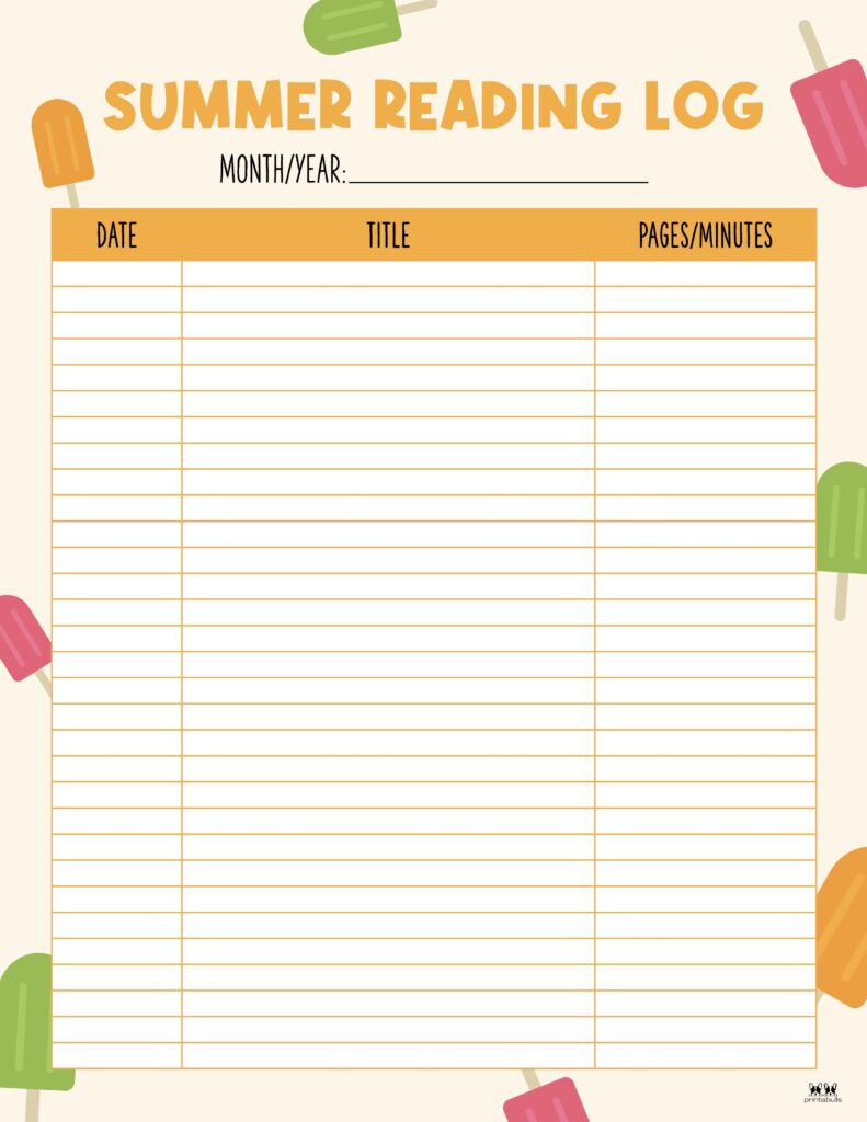 Printable Summer Reading Log_Monthly 4