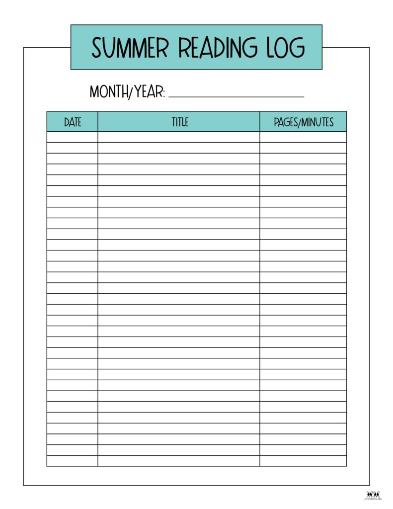 Printable Summer Reading Log_Monthly 5
