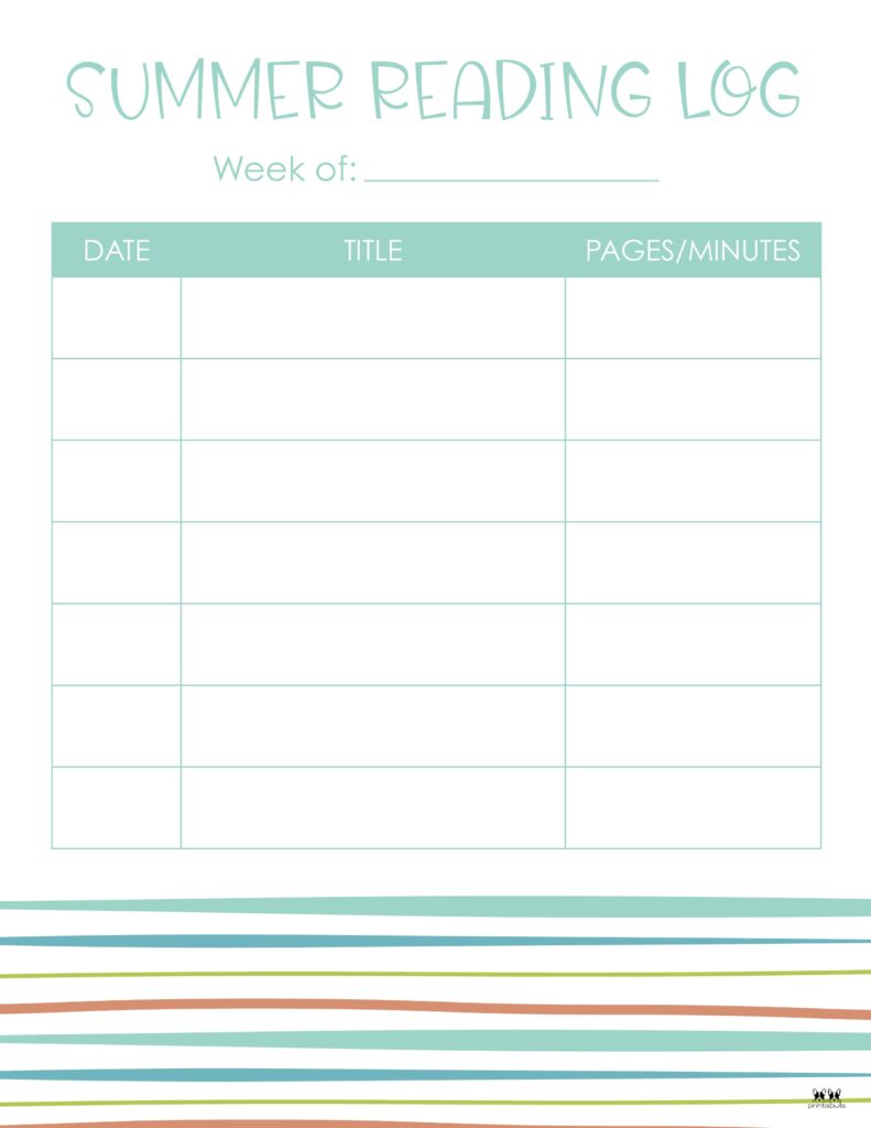 Printable Summer Reading Log_Weekly 4