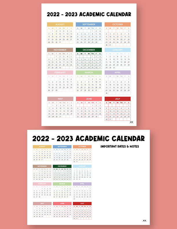2022 2023 Academic Calendar Printable