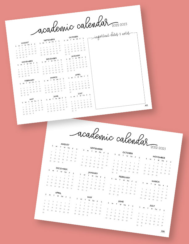 2022 2023 Calendar Free Printables - World of Printables