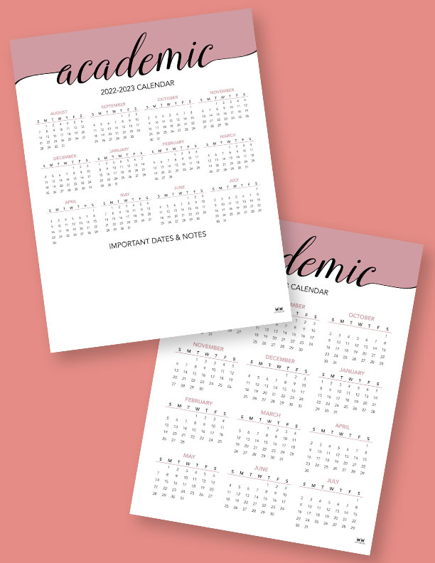 2022 2023 Academic Calendars 15 Free Printables Printabulls