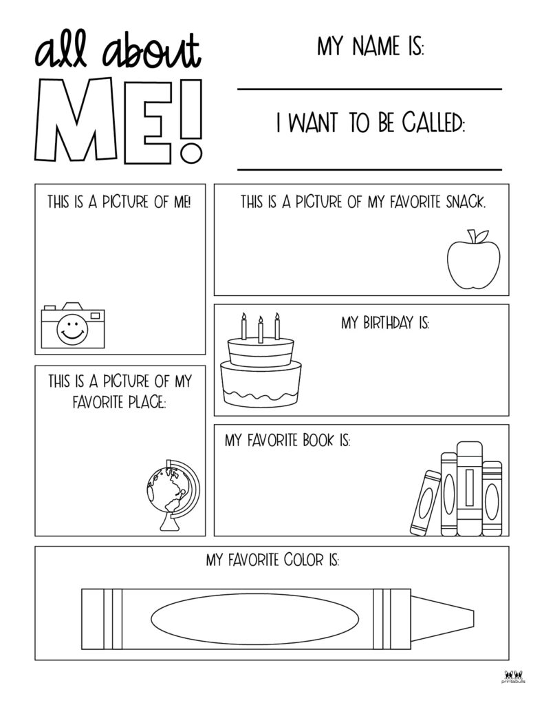 All About Me Printable Worksheets 50 FREE Printables Printabulls | vlr ...