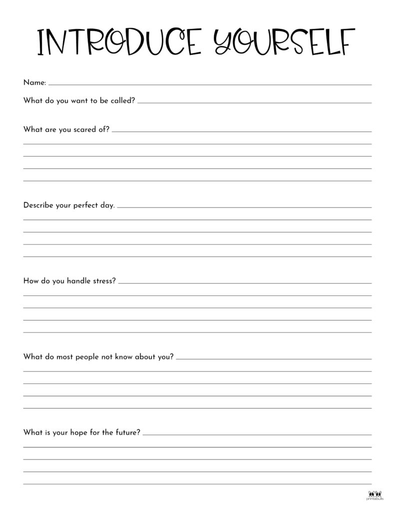 All About Me Worksheets Tell Me About Yourself Worksheet For Students