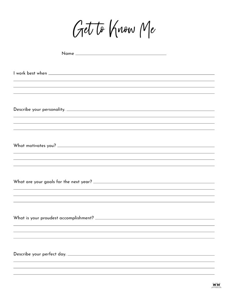 All About Me Worksheets Tell Me About Yourself Worksheet For Students