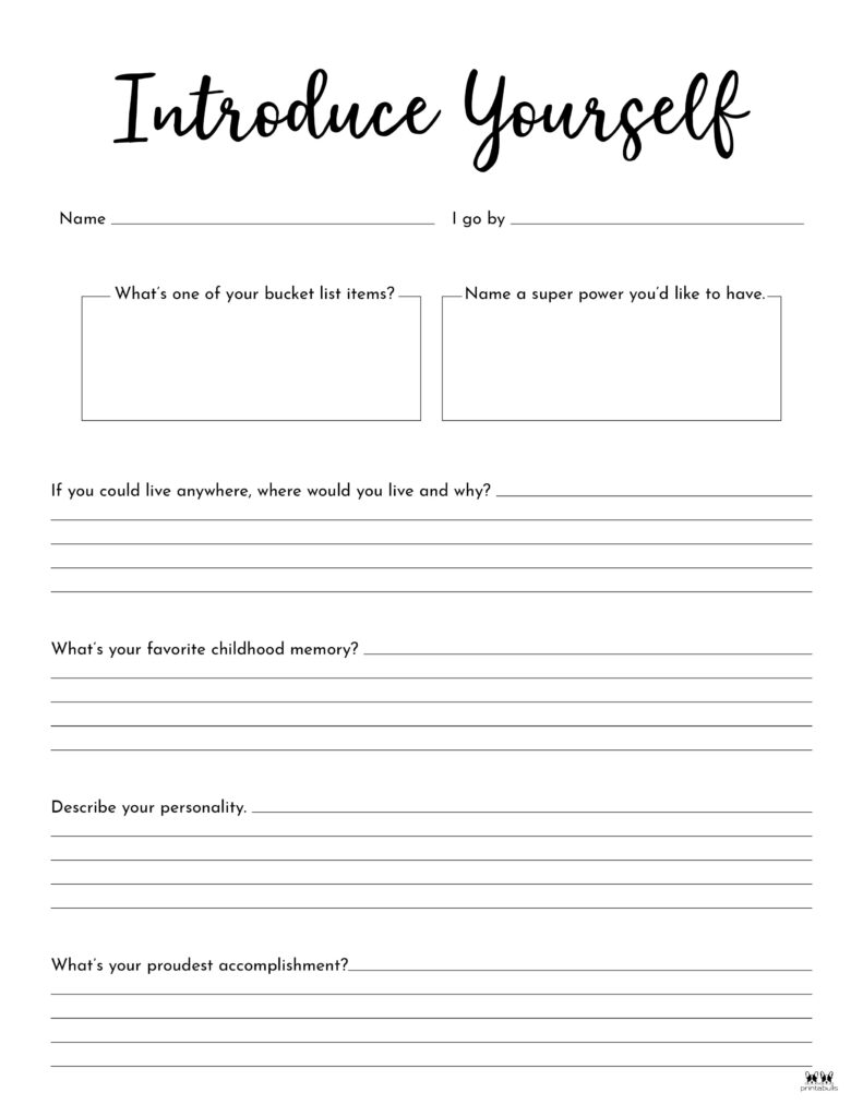 All About Me Worksheet Pdf 5th Grade Iona Barrios