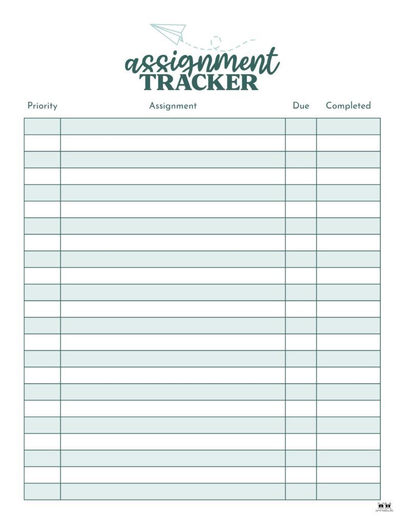 assignment tracker template free pdf