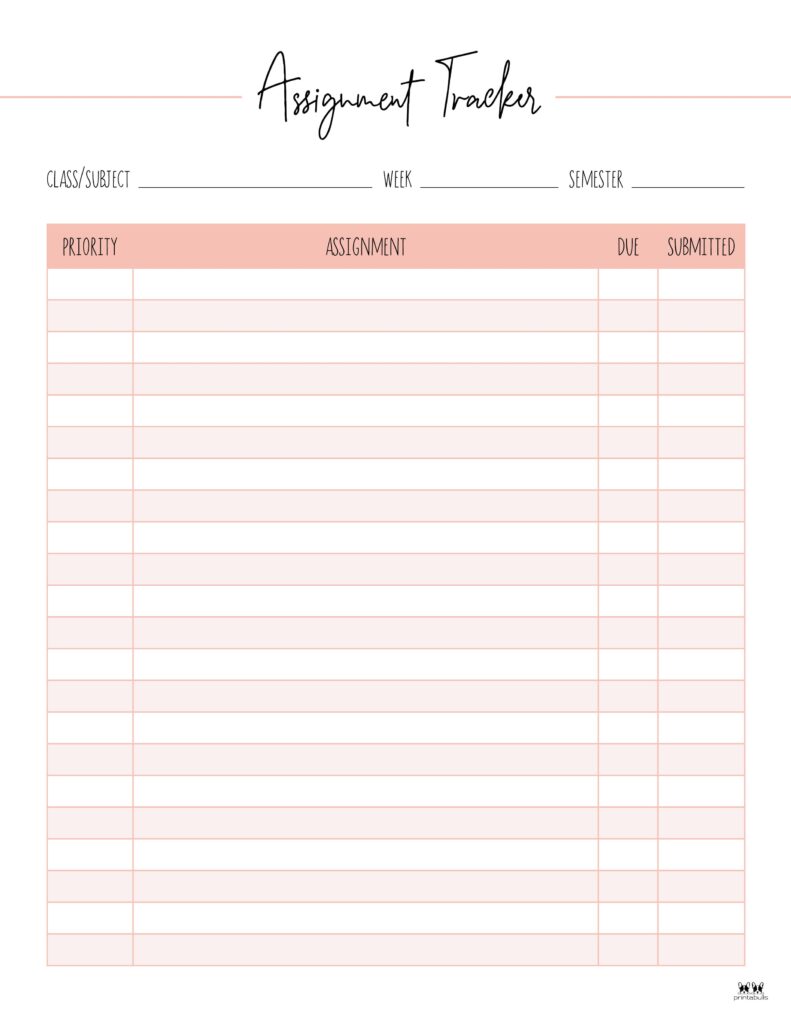 assignment tracker editable