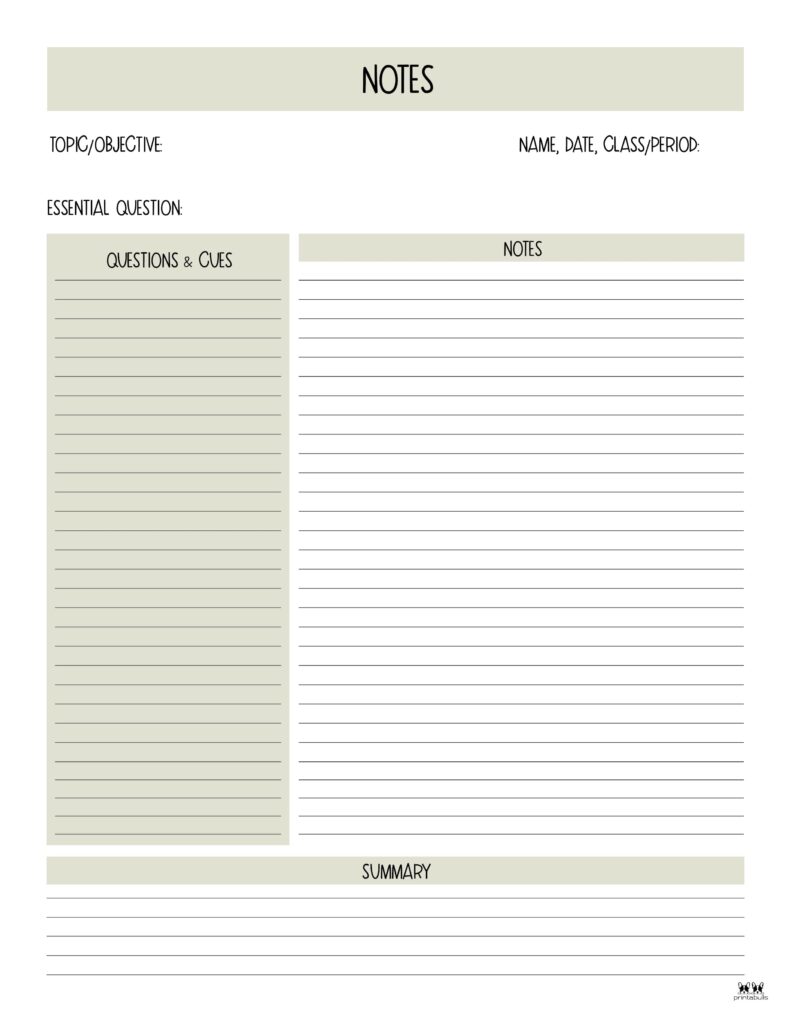 Cornell Notes Templates - 15 FREE Printables