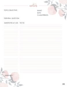Cornell Notes Templates - 15 FREE Printables | Printabulls