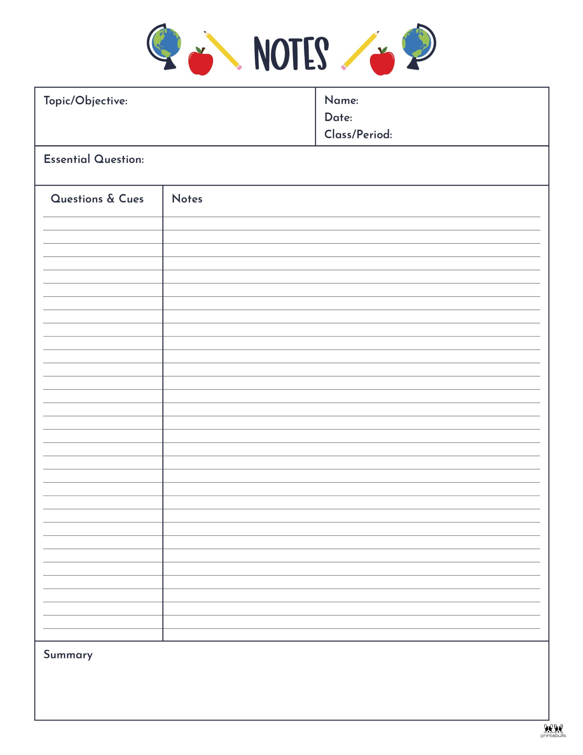 Cornell Notes Templates 15 FREE Printables Printabulls
