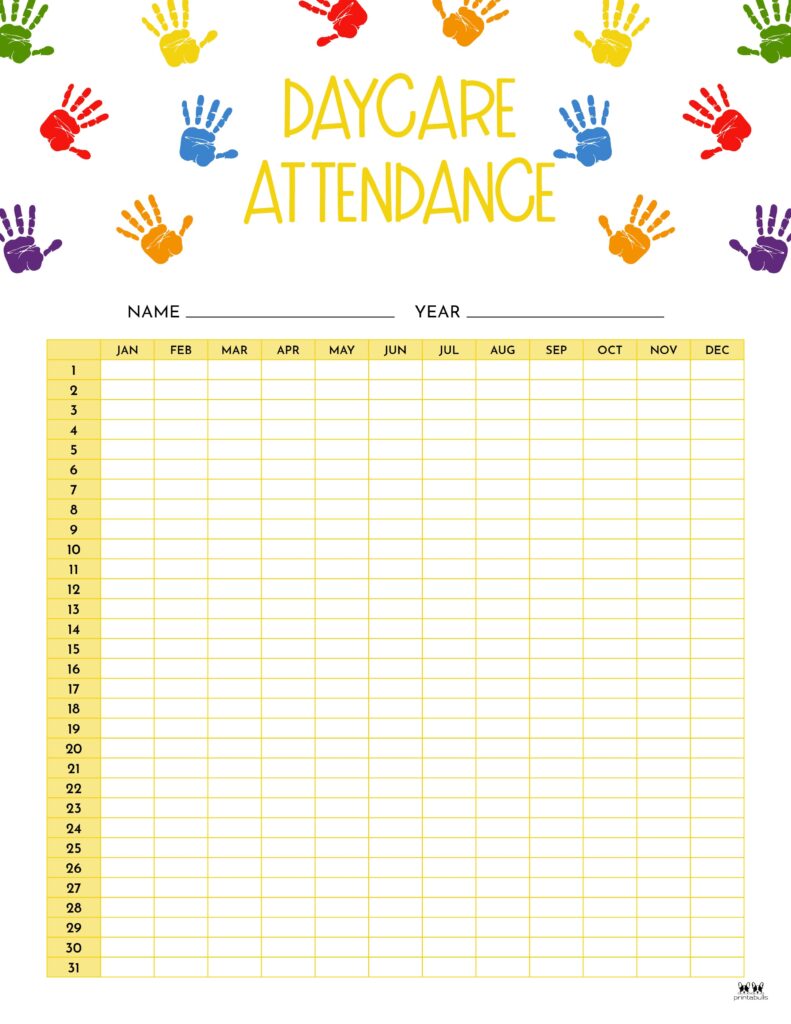 Printable Daycare Attendance Sheet-1