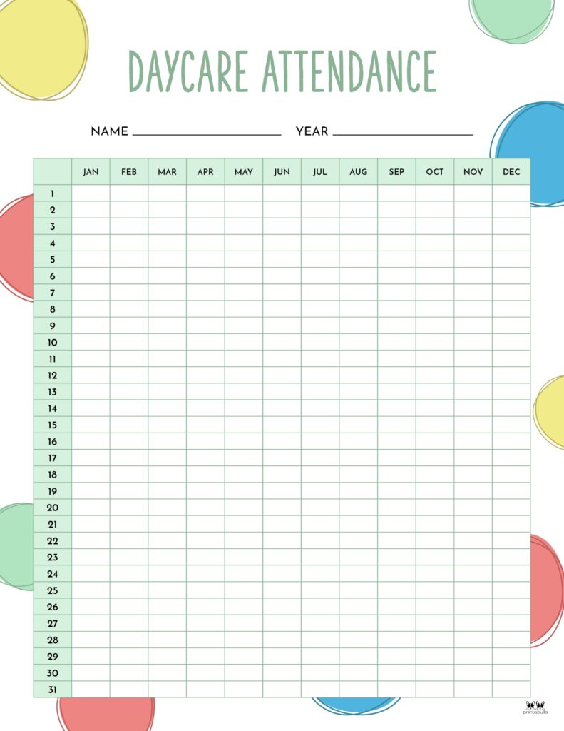 Printable Daycare Attendance Sheet-2