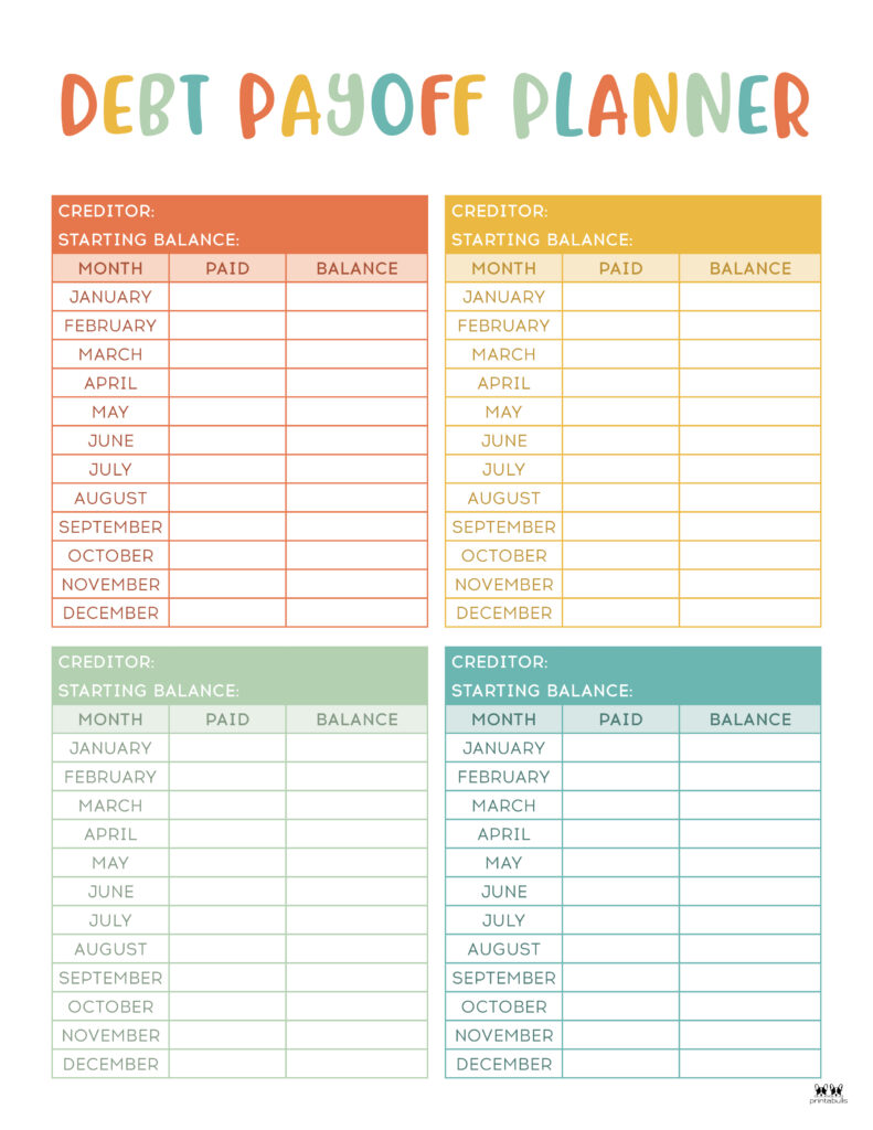 Debt Payoff Worksheet Printable Debt Payoff Worksheet Printable