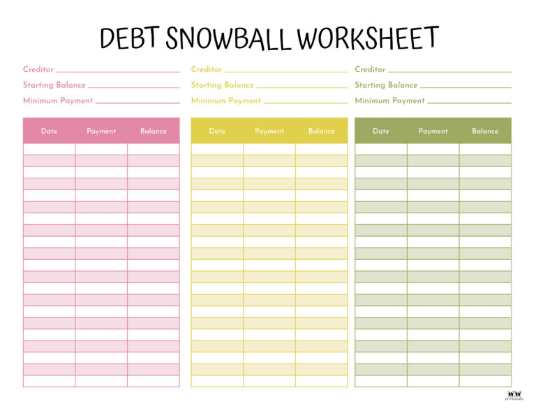 Debt Trackers & Debt Snowball Worksheets 35 Pages Printabulls