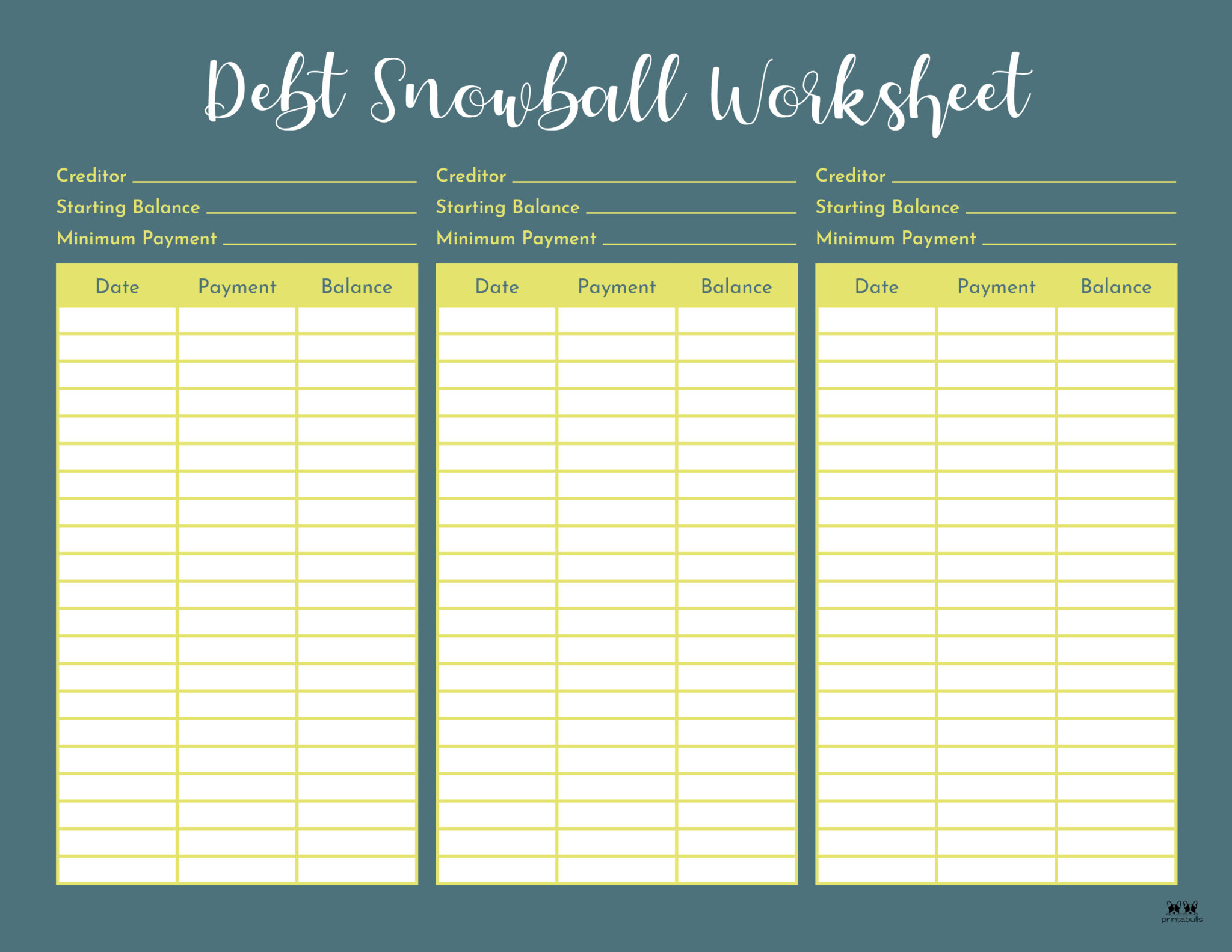 Debt Trackers Debt Snowball Worksheets 35 Pages PrintaBulk