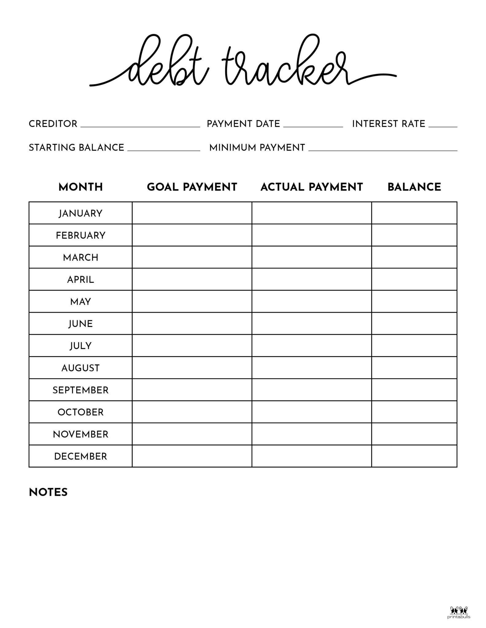 Debt Trackers &amp; Debt Snowball Worksheets - 35 Pages | Printabulls