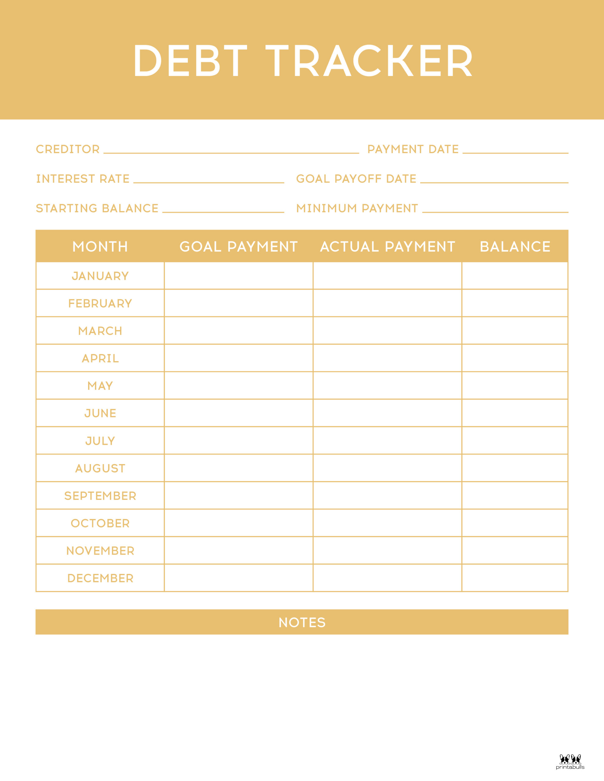 Debt Trackers & Debt Snowball Worksheets 35 Pages Printabulls