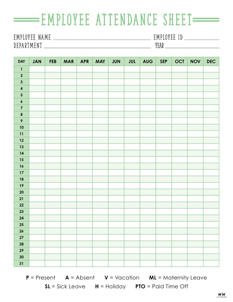 Printable Employee Attendance Sheet-1