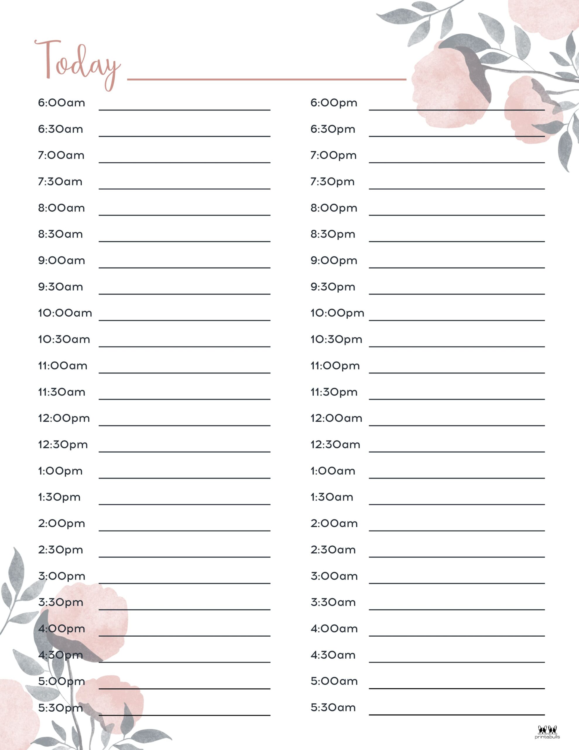 Hourly Planners 20 FREE Printables Printabulls