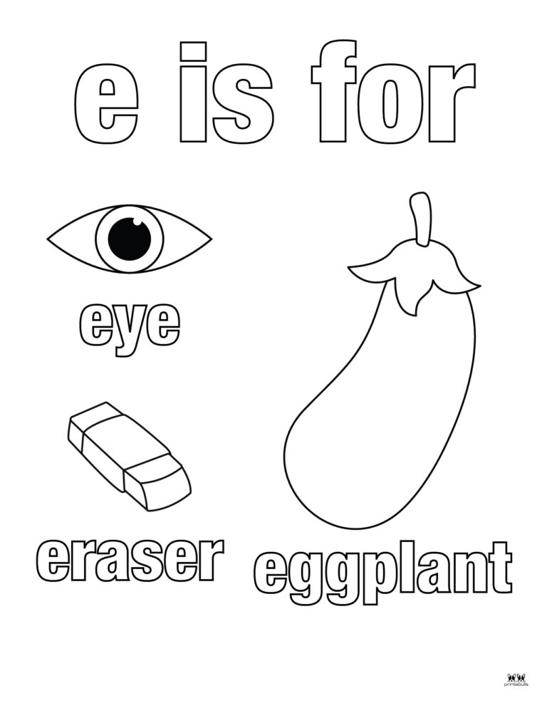 Printable Lowercase Letter E Coloring Page 5