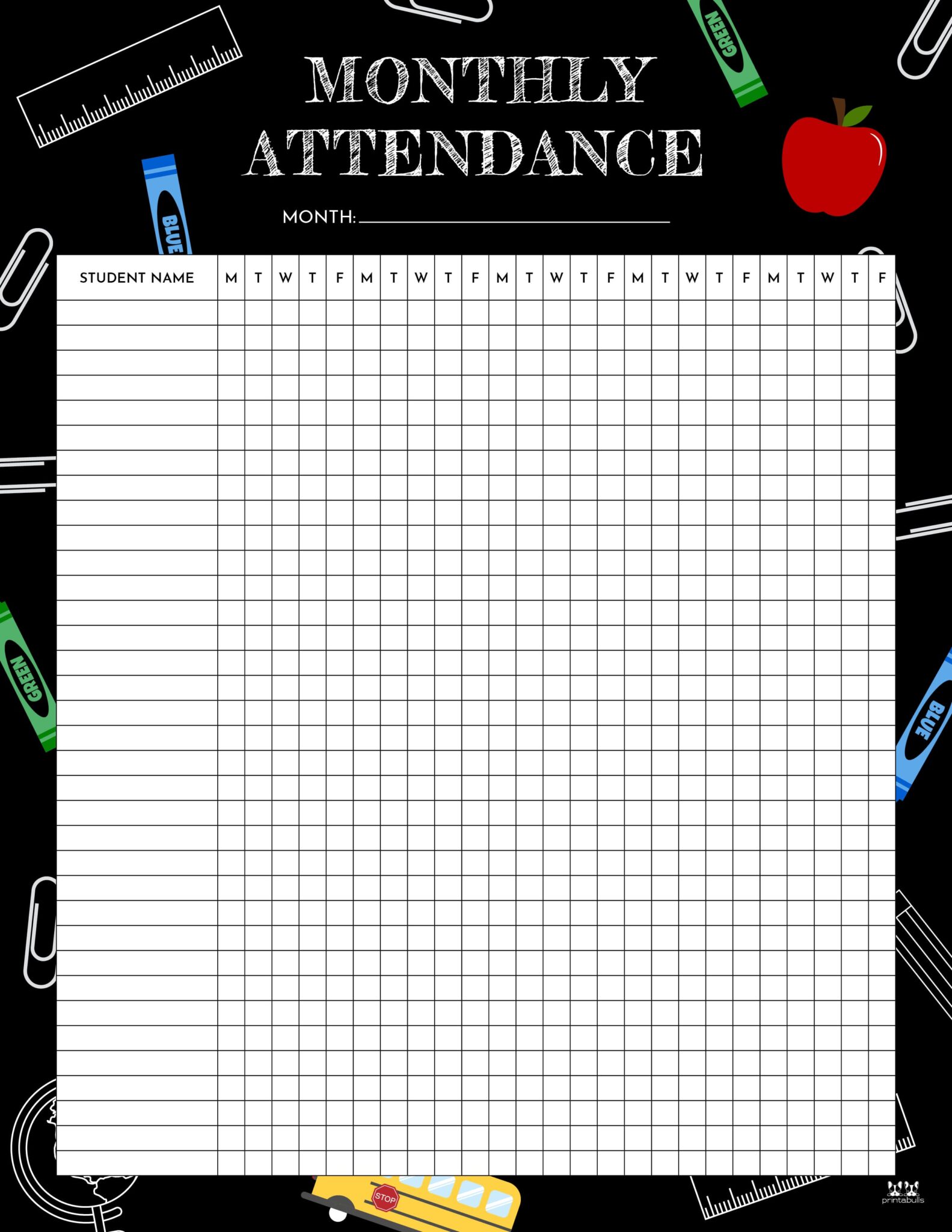 Free Preschool Attendance Sheet