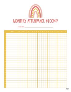 Attendance Sheets - 52 FREE Printables | Printabulls