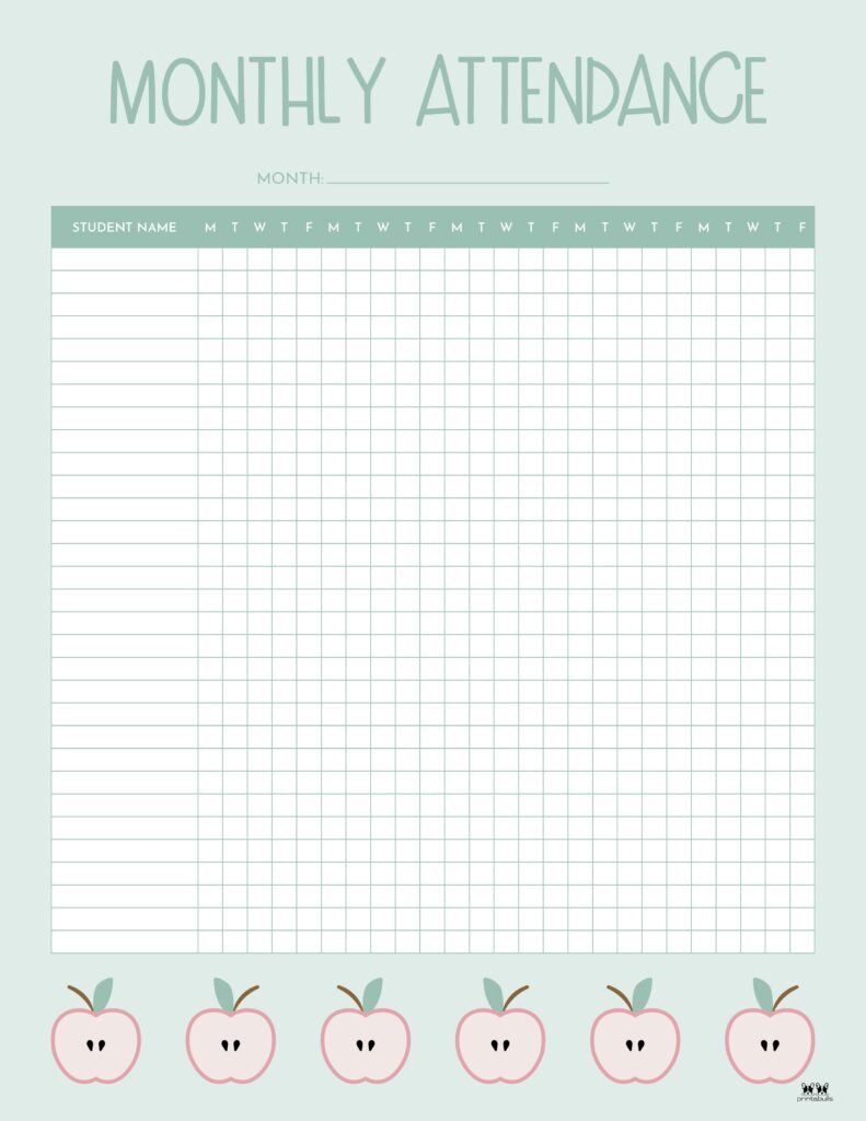 Printable Monthly School Attendance Sheet-18