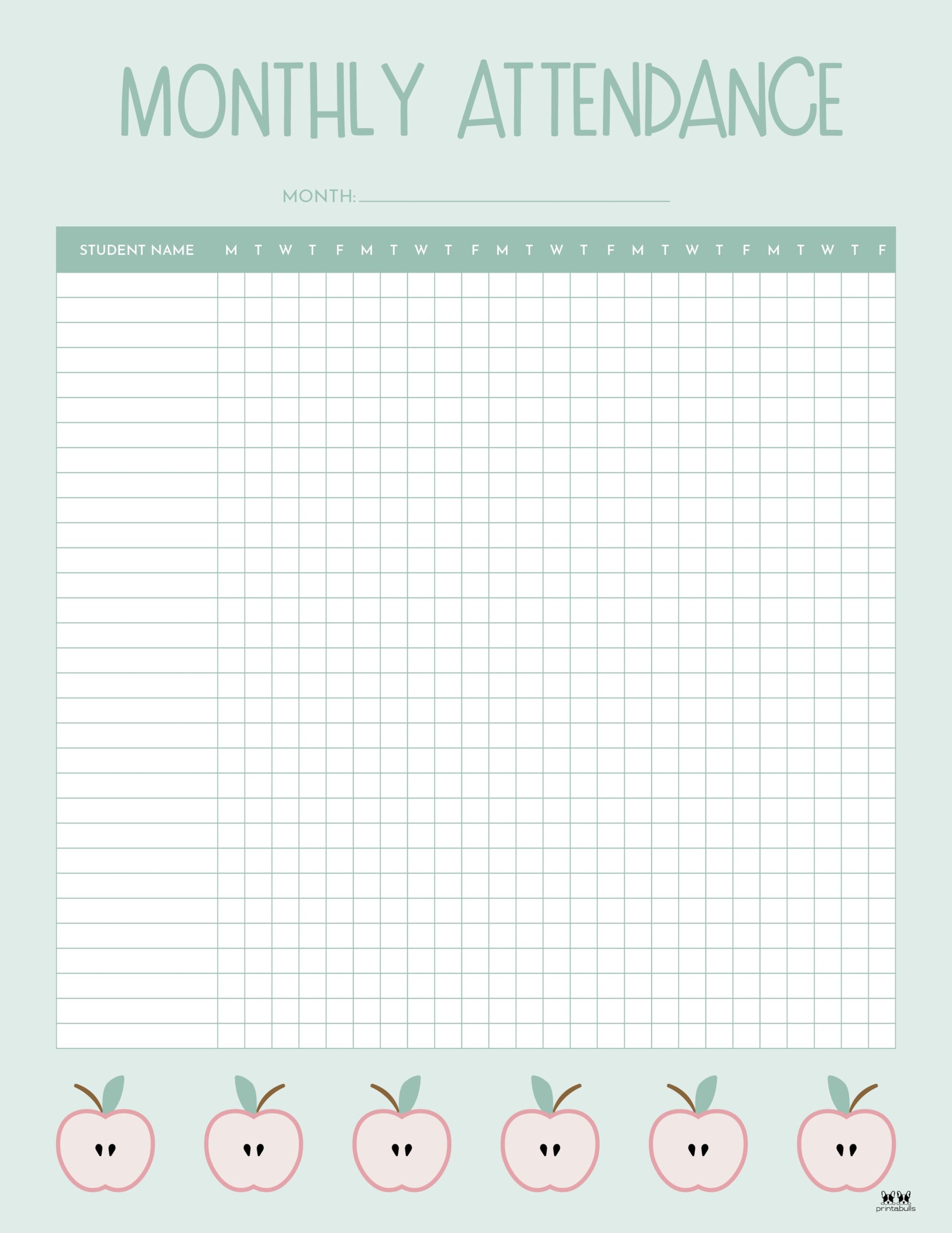 Free Printable Attendance Chart Free Printable Attendance Chart