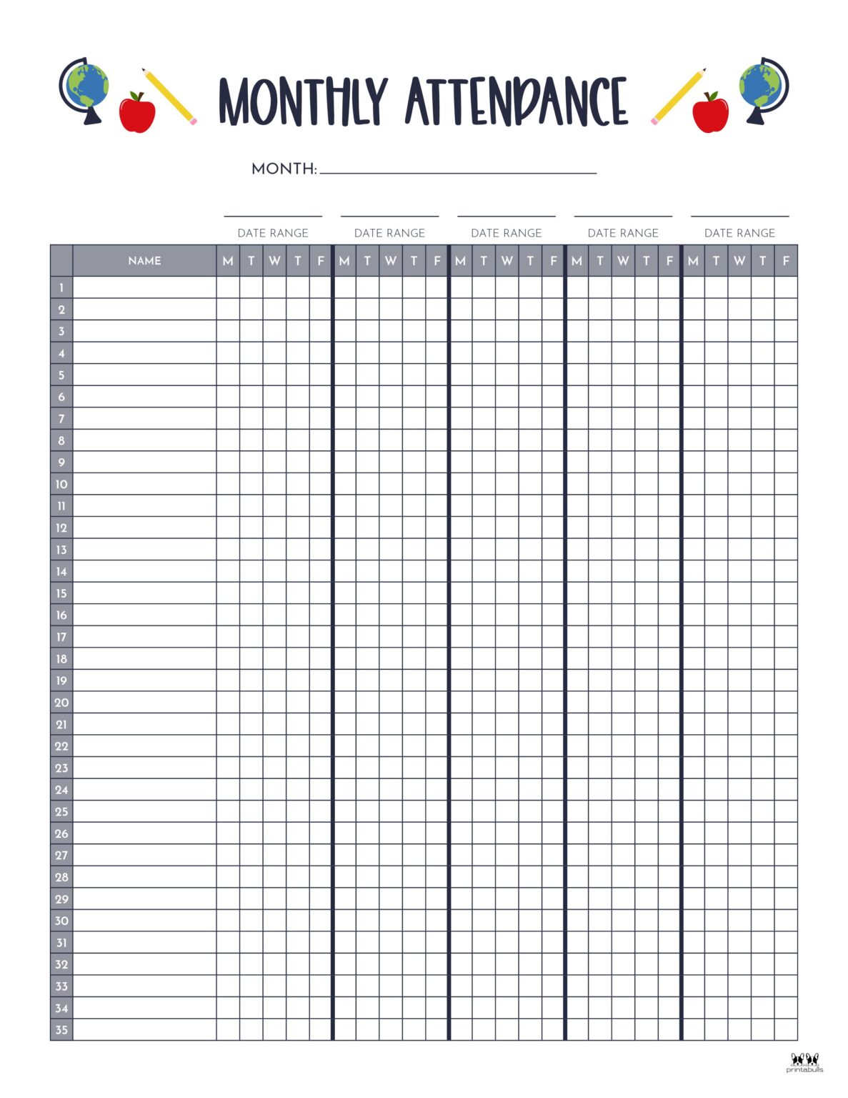 Attendance Sheets 52 Free Printables Printabulls