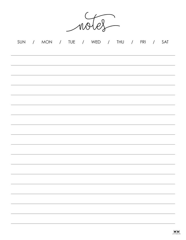 Note Pages & Templates - 30 FREE Printables | Printabulls