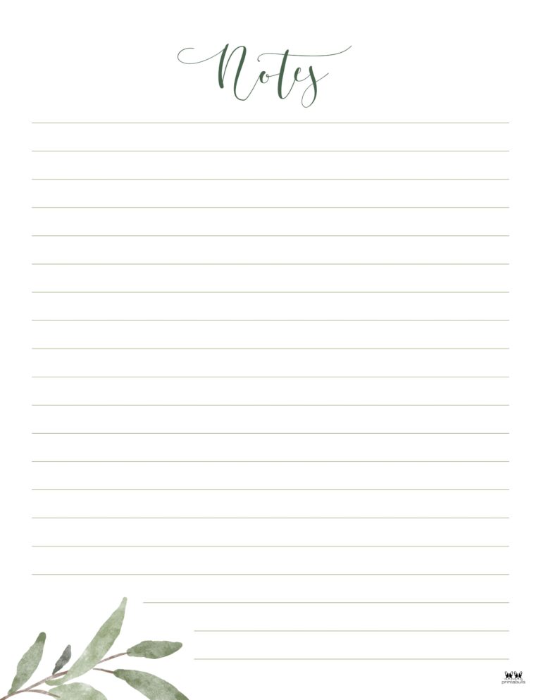 Note Pages & Templates - 30 FREE Printables | Printabulls