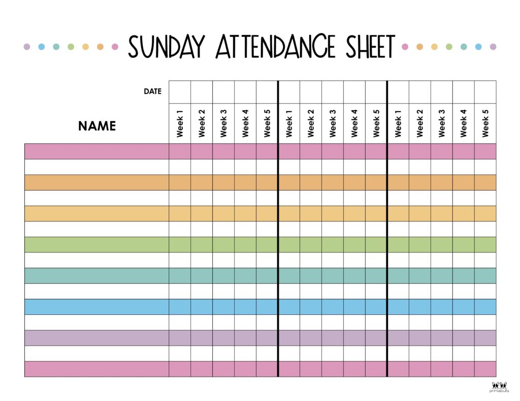 Printable Sunday School Attendance Sheet-2