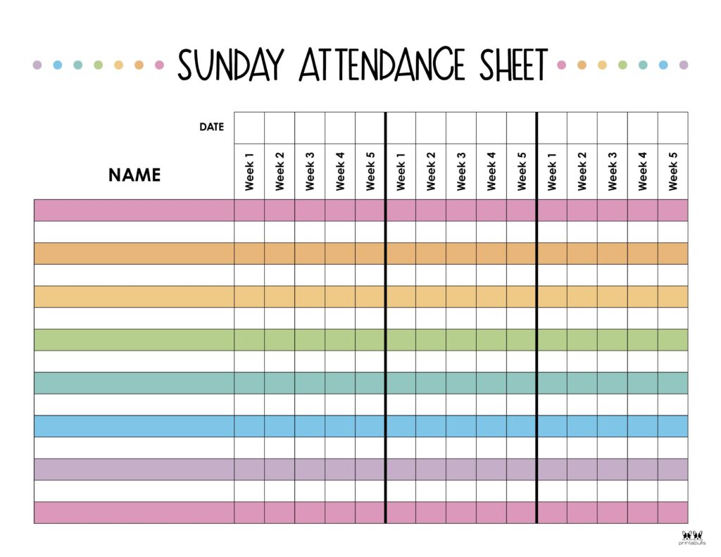 Editable Sunday School Attendance Sheet Printable For Kids 52 OFF