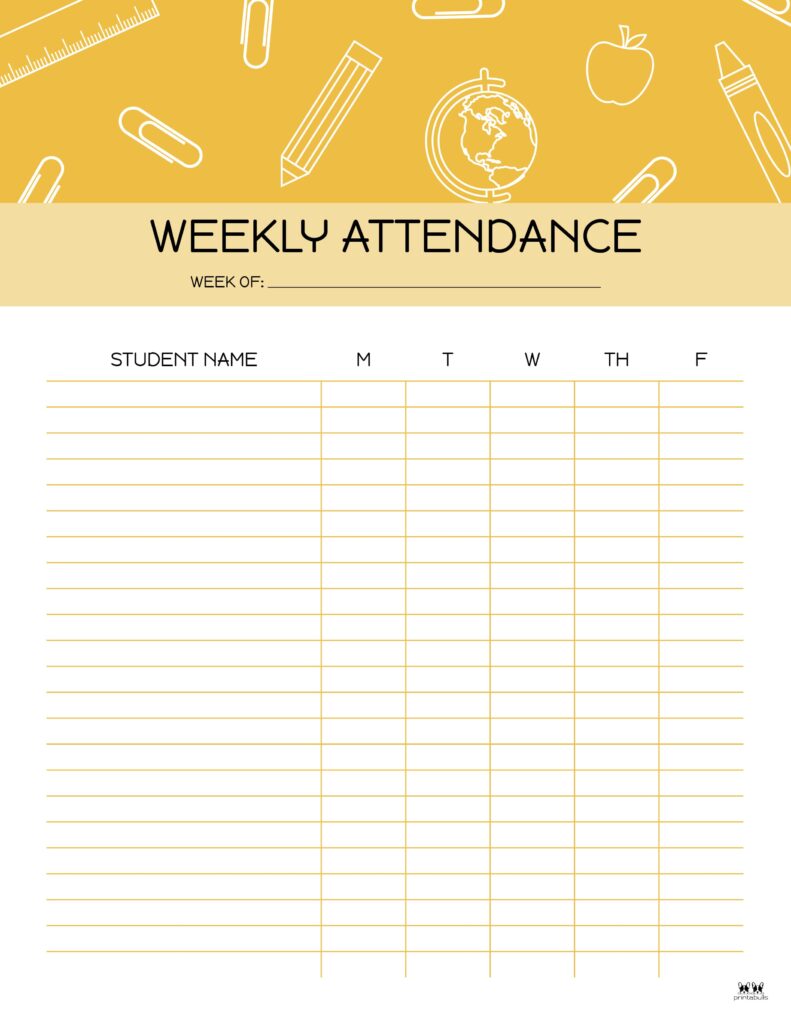 Printable Weekly School Attendance Sheet-10