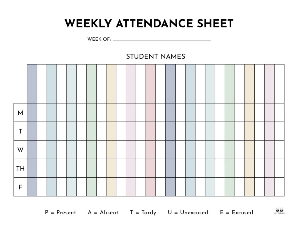 Printable Weekly School Attendance Sheet-3