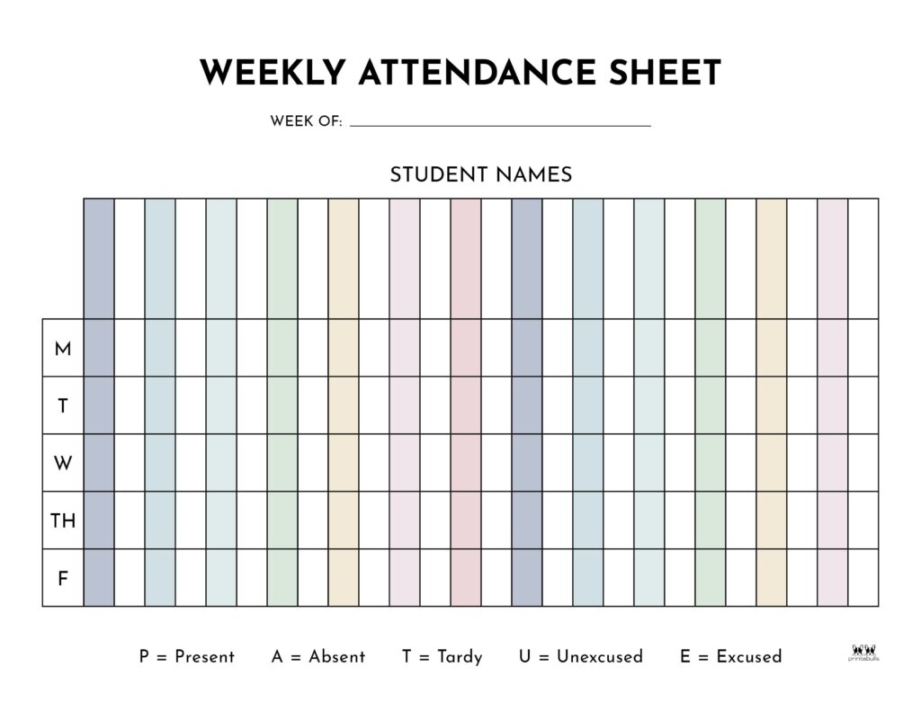 Printable Weekly School Attendance Sheet-3