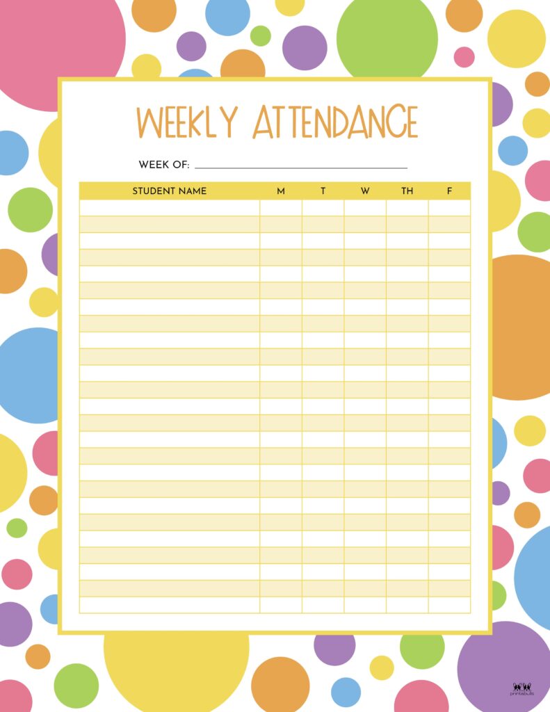 Printable Weekly School Attendance Sheet-4