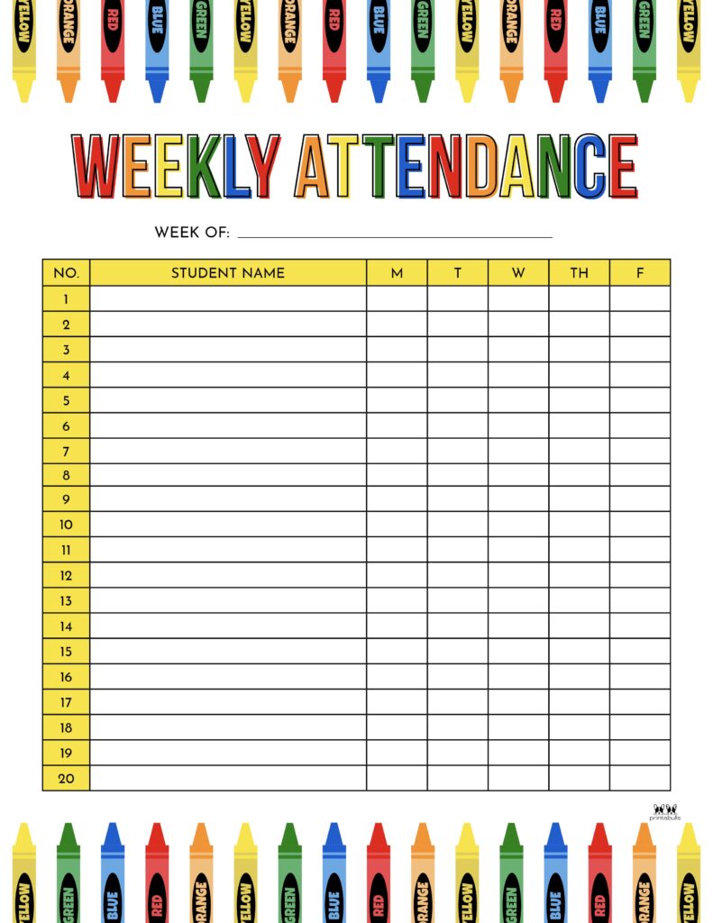 Printable Weekly School Attendance Sheet-5